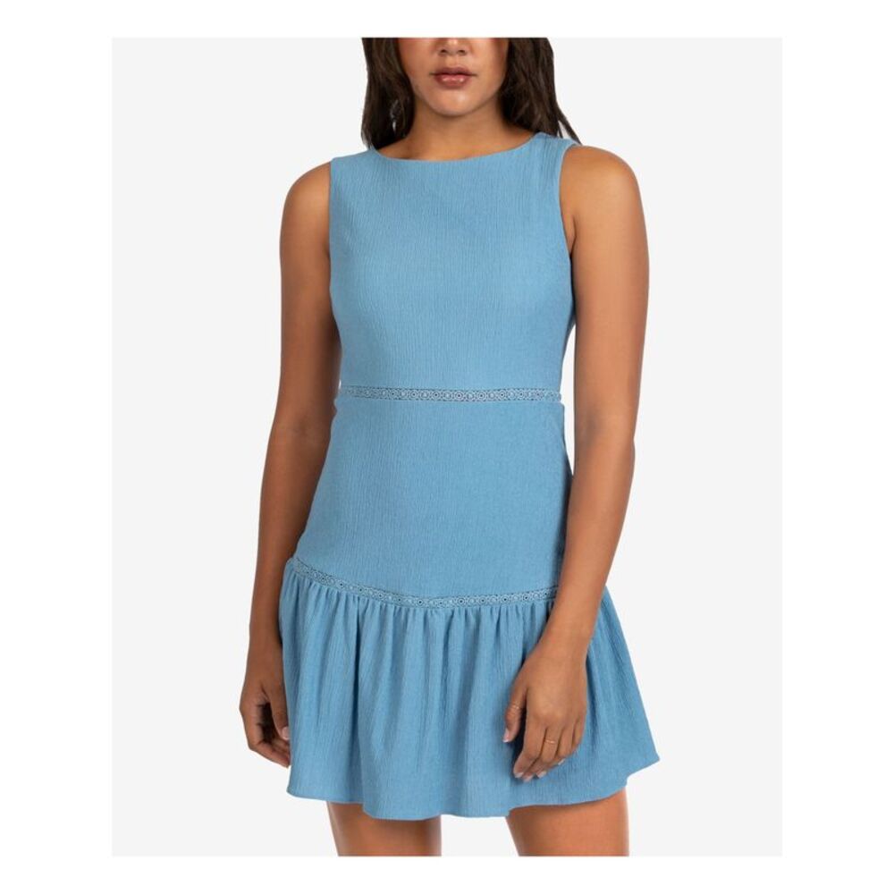 B DARLIN Womens Fit + Flare Mini Dress Sleeveless Round Neck